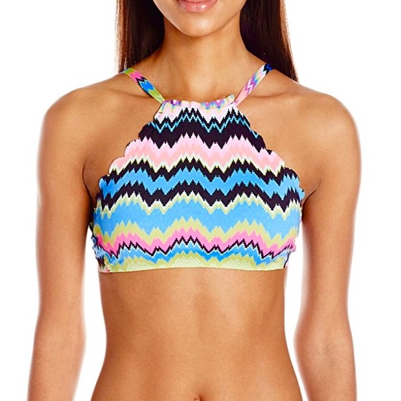 Pilyq Other - PilyQ Scallop Edge Zig Zag High Neck Bikini Top